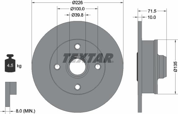 Textar 92154200 - Тормозной диск unicars.by