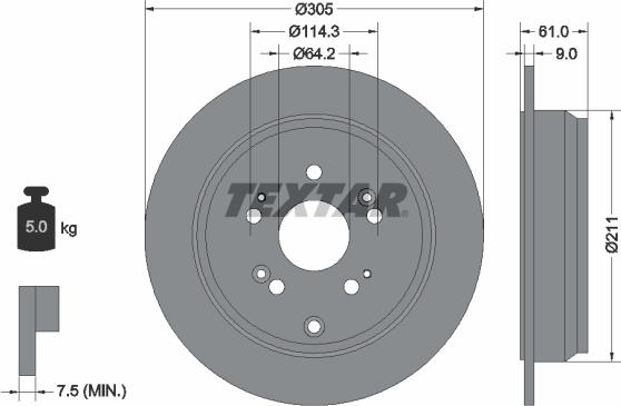 Textar 92162500 - Тормозной диск unicars.by