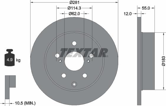 Textar 92162103 - Тормозной диск unicars.by