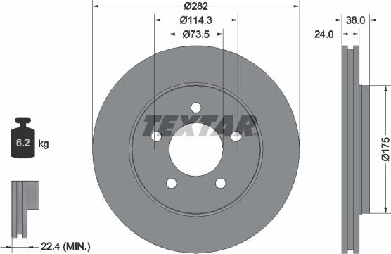 Textar 92108700 - Тормозной диск unicars.by