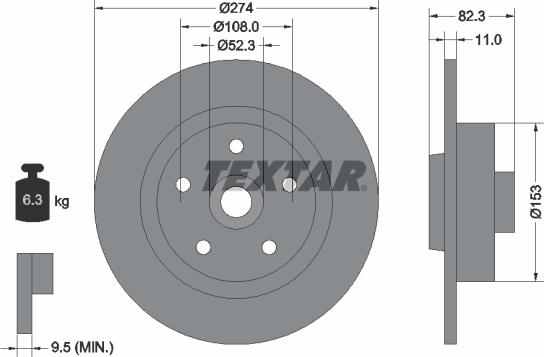 Textar 92119100 - Тормозной диск unicars.by