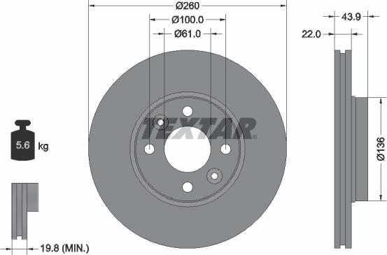 Textar 92119200 - Тормозной диск unicars.by