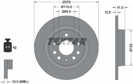 Textar 92118500 - Тормозной диск unicars.by