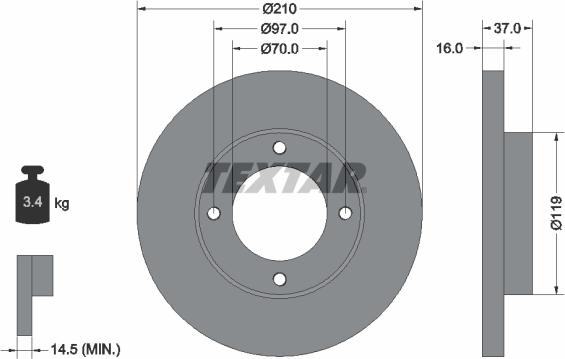 Textar 92112600 - Тормозной диск unicars.by