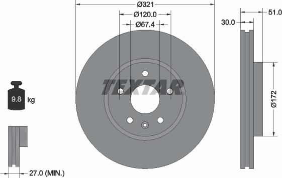 Textar 92187005 - Тормозной диск unicars.by