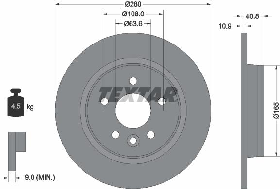 Textar 92255603 - Тормозной диск unicars.by