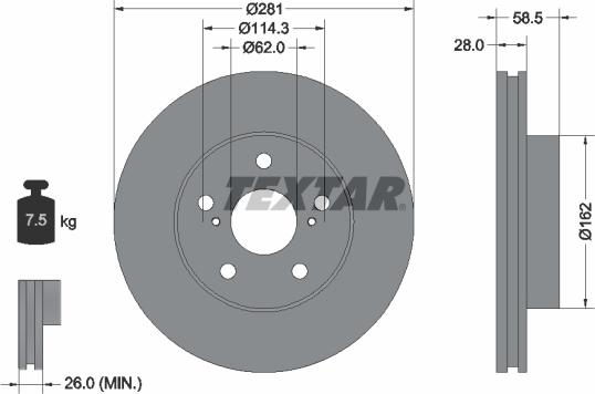 Textar 92263203 - Тормозной диск unicars.by