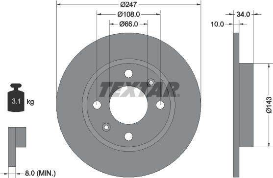 Textar 92029803 - Тормозной диск unicars.by