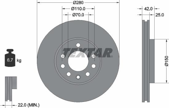 Textar 92091903 - Тормозной диск unicars.by