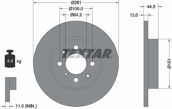 Textar 92090100 - Тормозной диск unicars.by