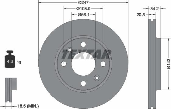 Textar 92043103 - Тормозной диск unicars.by