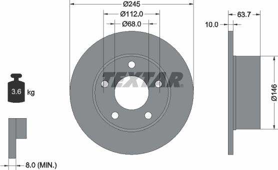 Textar 92057503 - Тормозной диск unicars.by