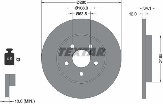 Textar 92109700 - Тормозной диск unicars.by