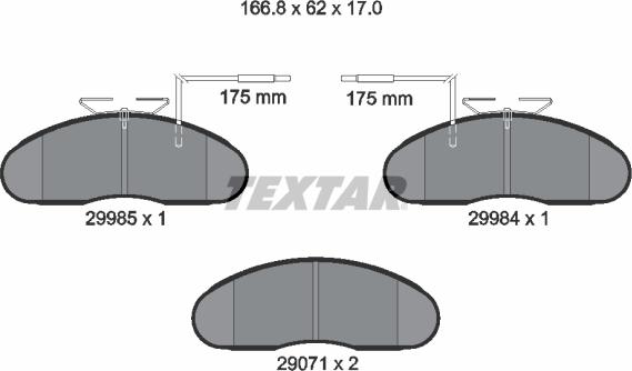 Textar 2998501 - Тормозные колодки, дисковые, комплект unicars.by