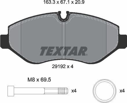 Textar 2919209 - Тормозные колодки, дисковые, комплект unicars.by