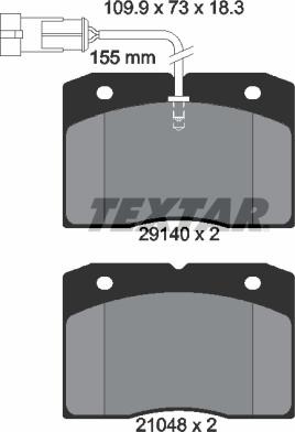 Textar 2914001 - Тормозные колодки, дисковые, комплект unicars.by