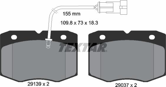 Textar 2913901 - Тормозные колодки, дисковые, комплект unicars.by