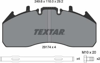 Textar 2917402 - Тормозные колодки, дисковые, комплект unicars.by