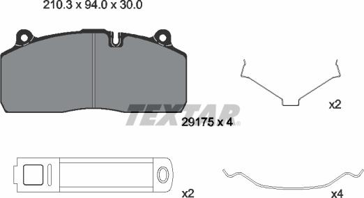 Textar 2917501 - Тормозные колодки, дисковые, комплект unicars.by