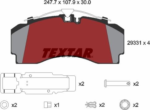 Textar 2933101 - Тормозные колодки, дисковые, комплект unicars.by