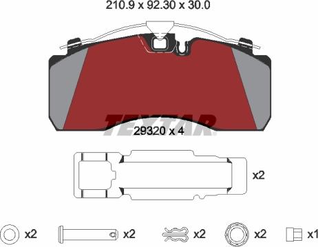 Textar 2932001 - Тормозные колодки, дисковые, комплект unicars.by