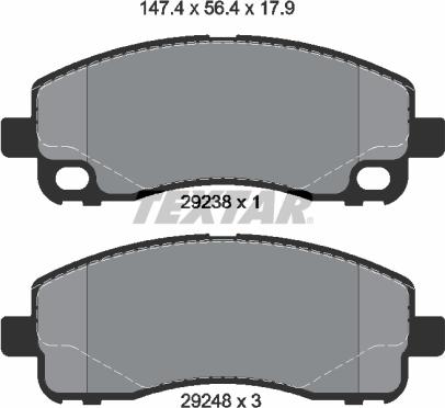 Textar 2923801 - Тормозные колодки, дисковые, комплект unicars.by