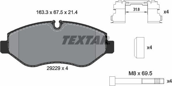 Textar 2922901 - Тормозные колодки, дисковые, комплект unicars.by