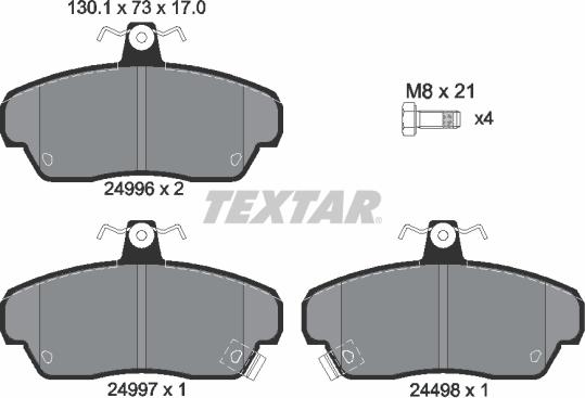 Textar 2499601 - Тормозные колодки, дисковые, комплект unicars.by