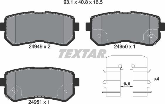 Textar 2494901 - Тормозные колодки, дисковые, комплект unicars.by