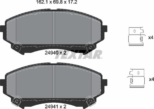 Textar 2494001 - Тормозные колодки, дисковые, комплект unicars.by