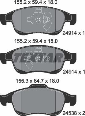 Textar 2491401 - Тормозные колодки, дисковые, комплект unicars.by