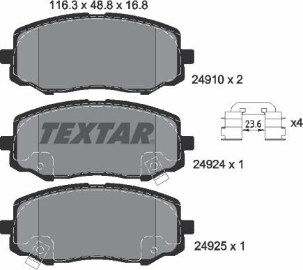 Textar 2491001 - Тормозные колодки, дисковые, комплект unicars.by