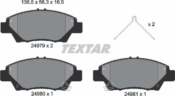 Textar 2497901 - Тормозные колодки, дисковые, комплект unicars.by