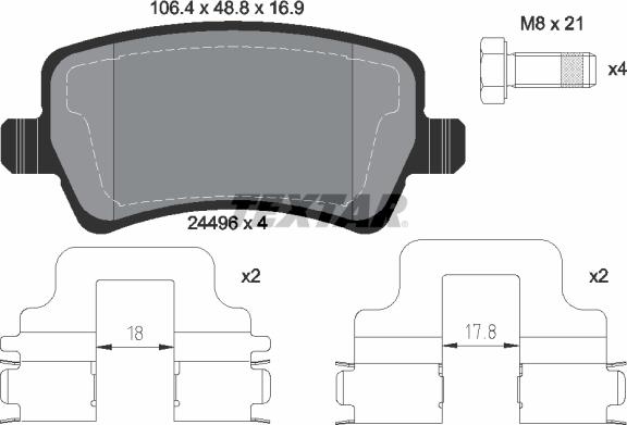 Textar 2449602 - Тормозные колодки, дисковые, комплект unicars.by