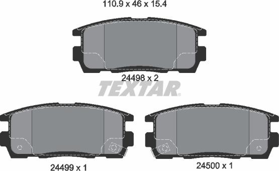 Textar 2449801 - Тормозные колодки, дисковые, комплект unicars.by