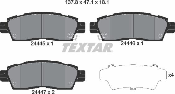 Textar 2444501 - Тормозные колодки, дисковые, комплект unicars.by