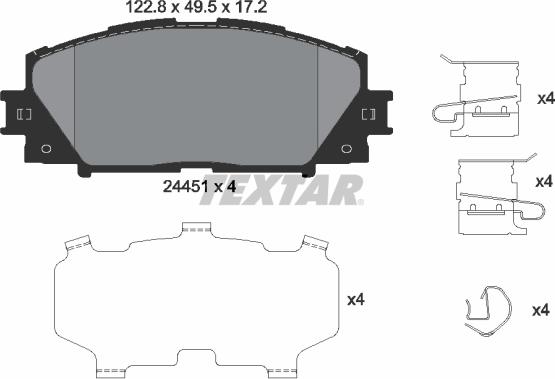 Textar 2445103 - Тормозные колодки, дисковые, комплект unicars.by