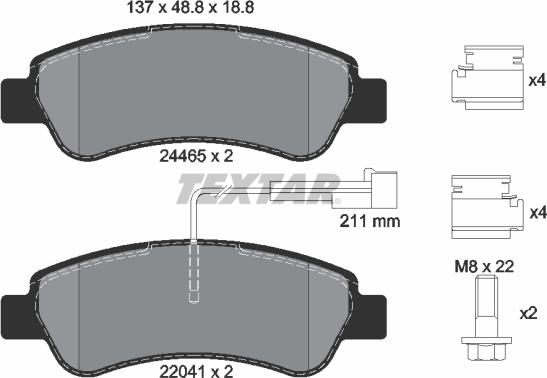 Textar 2446503 - Тормозные колодки, дисковые, комплект unicars.by