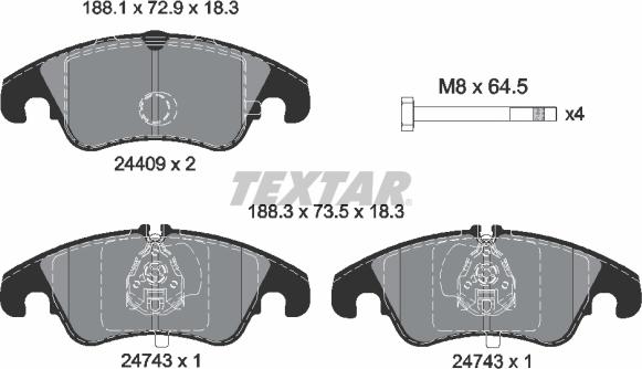 Textar 2440901 - Тормозные колодки, дисковые, комплект unicars.by