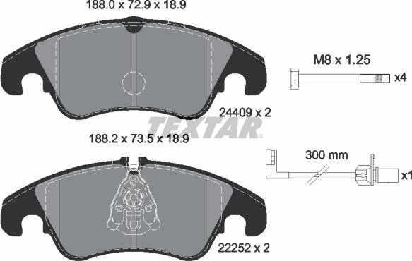 Textar 2440903 - Тормозные колодки, дисковые, комплект unicars.by