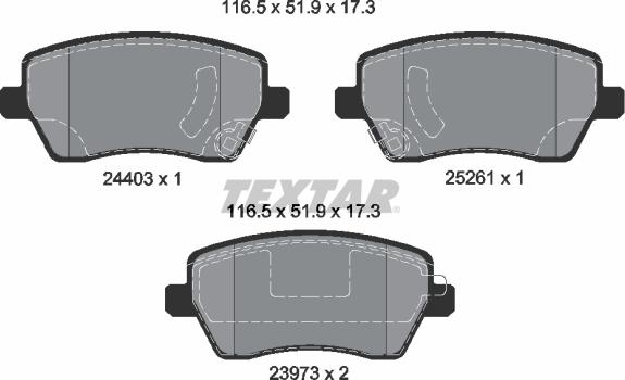 Textar 2440301 - Тормозные колодки, дисковые, комплект unicars.by