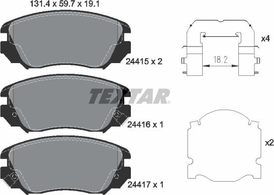 Textar 2441501 - Тормозные колодки, дисковые, комплект unicars.by