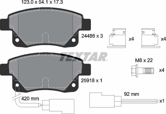 Textar 2448601 - Тормозные колодки, дисковые, комплект unicars.by