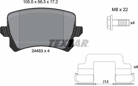 Textar 2448302 - Тормозные колодки, дисковые, комплект unicars.by