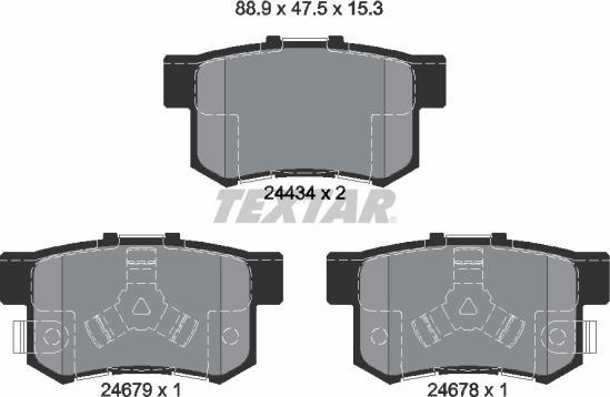 Textar 2443402 - Тормозные колодки, дисковые, комплект unicars.by