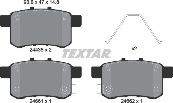 Textar 2443501 - Тормозные колодки, дисковые, комплект unicars.by