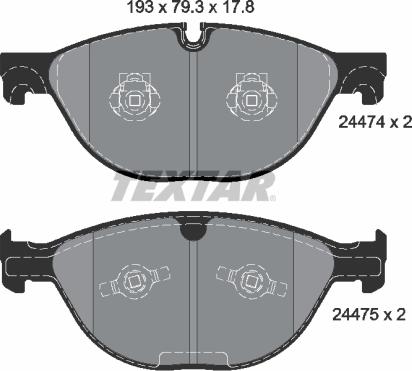 Textar 2447401 - Тормозные колодки, дисковые, комплект unicars.by