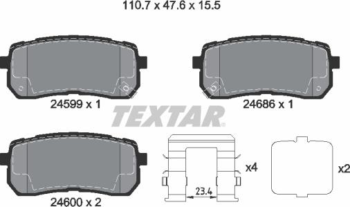 Textar 2459904 - Тормозные колодки, дисковые, комплект unicars.by