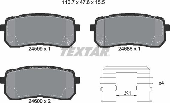 Textar 2459901 - Тормозные колодки, дисковые, комплект unicars.by