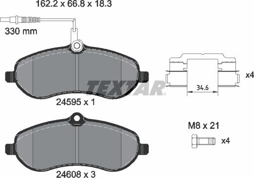 Textar 2459501 - Тормозные колодки, дисковые, комплект unicars.by